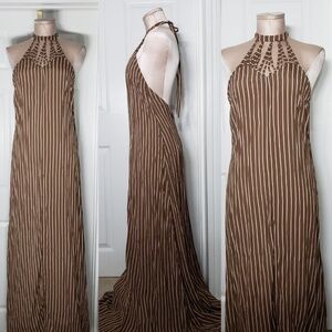 Tori Praver Nepal Maxi Halter Lowback Dress